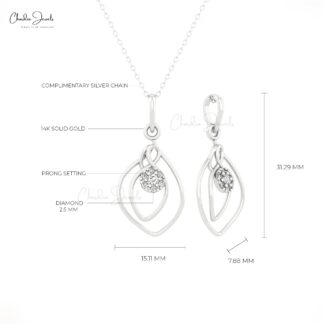 Floral Cluster 7 Stone Pendant In 14k Real Gold White Diamond 0.06 Ct Round Wrap Necklace