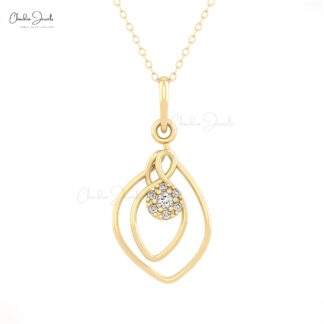 Floral Cluster 7 Stone Pendant In 14k Real Gold White Diamond 0.06 Ct Round Wrap Necklace