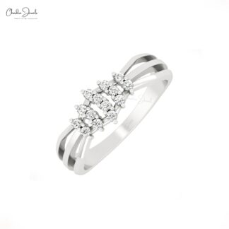 Dainty Cluster Wedding Ring With 1.50mm White Diamond Pave Set In 14k Pure Gold Rings