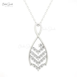 Cluster Diamond Pendant With 0.39 Ctw White Diamond Hallmarked Necklace In 14k Real Gold