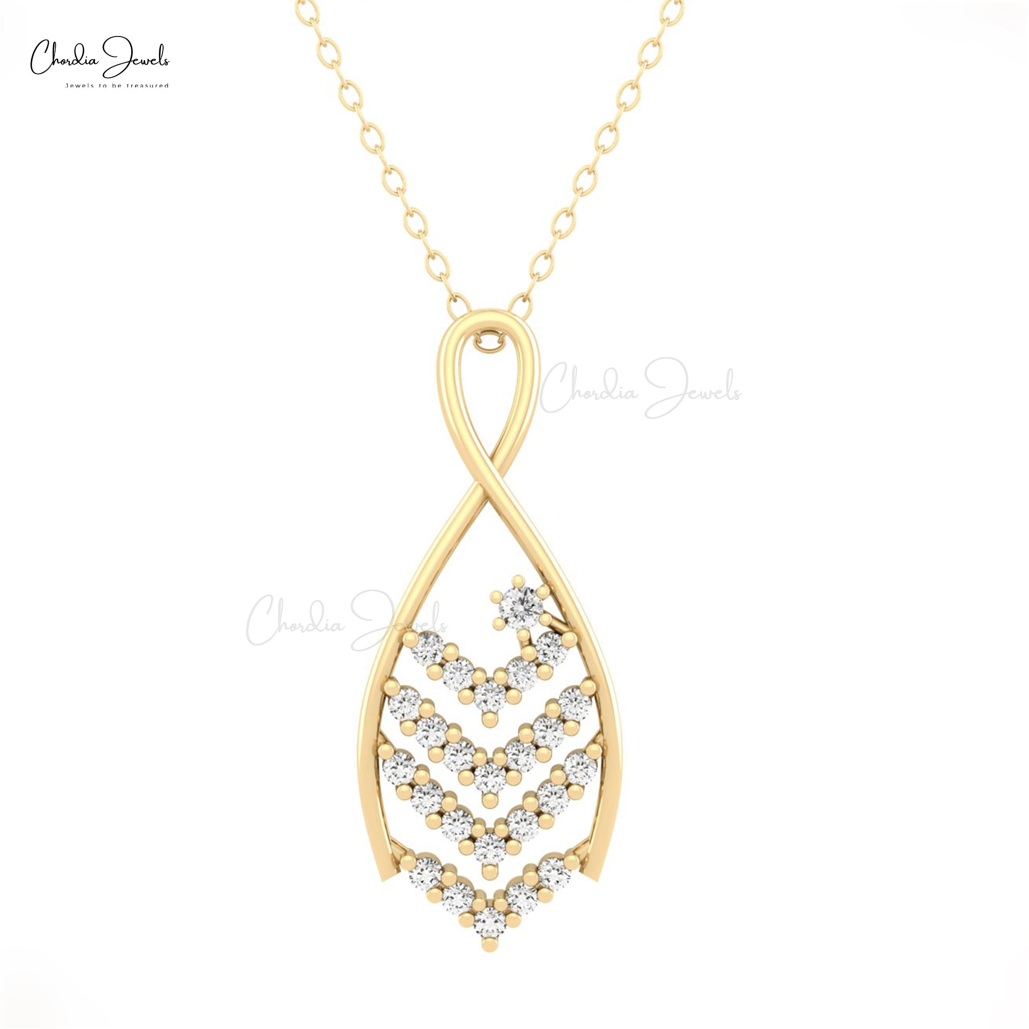 Cluster Diamond Pendant With 0.39 Ctw White Diamond Hallmarked Necklace In 14k Real Gold