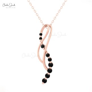 Pure 14k Gold Infinity Pendant With 2mm Black Diamond Hidden Bail Hallmarked Necklace
