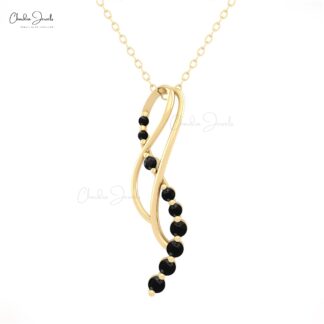 Pure 14k Gold Infinity Pendant With 2mm Black Diamond Hidden Bail Hallmarked Necklace