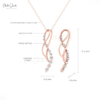 Hidden Bail Minimal Pendant In Solid 14k Gold White Diamond 0.36 Ct Infinity Necklace