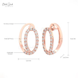 Small Diamond Huggie Hoops In 14k Pure Gold G-H Diamond 1.5mm Round Cut Earrings For Her