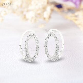 Small Diamond Huggie Hoops In 14k Pure Gold G-H Diamond 1.5mm Round Cut Earrings For Her