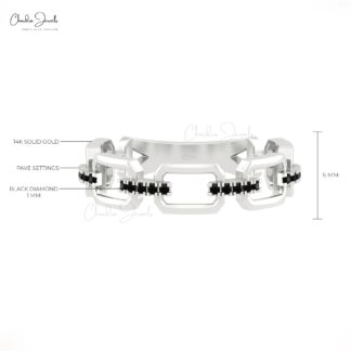 Dainty Cuban Link Promise Ring With 1mm Black Diamond Accents In 14k Real Gold Jewelry