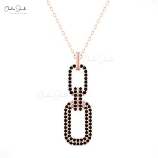 Solid 14k Gold Cuban Link Pendant With 0.44 Ct Black Diamond Interlock Unique Pendants