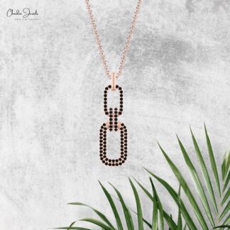 Solid 14k Gold Cuban Link Pendant With 0.44 Ct Black Diamond Interlock Unique Pendants