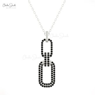 Solid 14k Gold Cuban Link Pendant With 0.44 Ct Black Diamond Interlock Unique Pendants