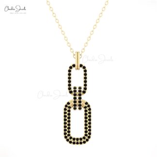 Solid 14k Gold Cuban Link Pendant With 0.44 Ct Black Diamond Interlock Unique Pendants