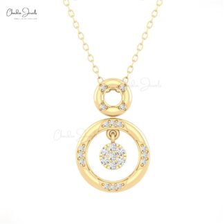 Hidden Bail Open Circle Pendant In Solid 14k Gold G-H Diamond Minimalist Pendants