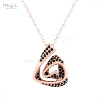 Curved Cluster Pendant With 1mm Black Diamond Pave Set In 14k Solid Gold Women Pendant
