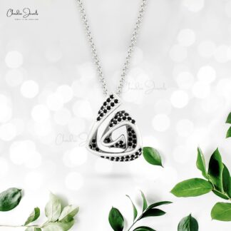 Curved Cluster Pendant With 1mm Black Diamond Pave Set In 14k Solid Gold Women Pendant