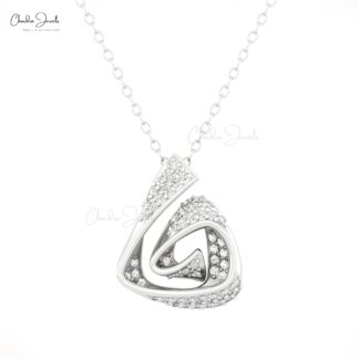 Dainty Hidden Bail Unique Pendant In 14k Pure Gold G-H Diamond Cluster Fine Jewelry