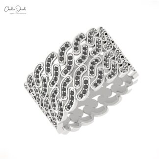 Cluster Iced Out Ring In Pure 14k Gold Black Diamond 0.58 Ct Round Cut Wedding Rings