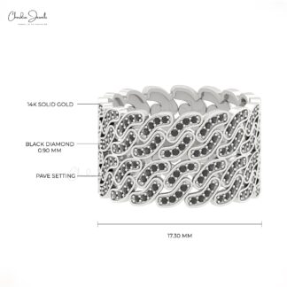 Cluster Iced Out Ring In Pure 14k Gold Black Diamond 0.58 Ct Round Cut Wedding Rings