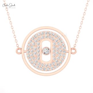 Locky Move Unique Necklace In 14k Solid Gold White Diamond Bezel Set Cluster Necklaces