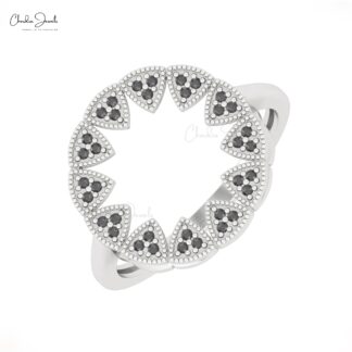 Open Statement Ring In Pure 14k Gold Black Diamond Sun Starbust Affordable Rings For Her