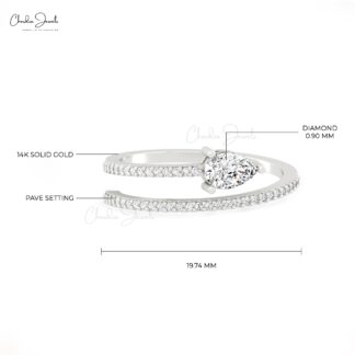 Spiral Stacking Ring In 14k Solid Gold Pear White Diamond Engagement Rings For Her