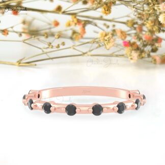 Dainty Stacking Promise Ring In 14k Solid Gold Black Diamond Hallmarked Rings For Her