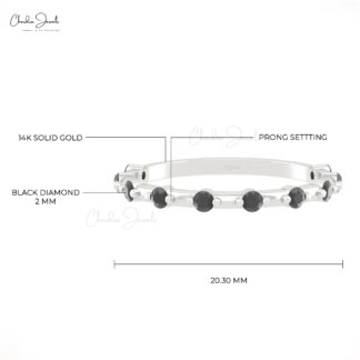 Dainty Stacking Promise Ring In 14k Solid Gold Black Diamond Hallmarked Rings For Her