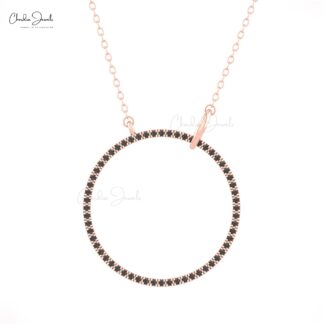 Open Circle Eternity Necklace With 0.30 Ct Black Diamond Chain Necklace In 14k Real Gold
