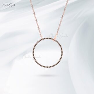 Open Circle Eternity Necklace With 0.30 Ct Black Diamond Chain Necklace In 14k Real Gold