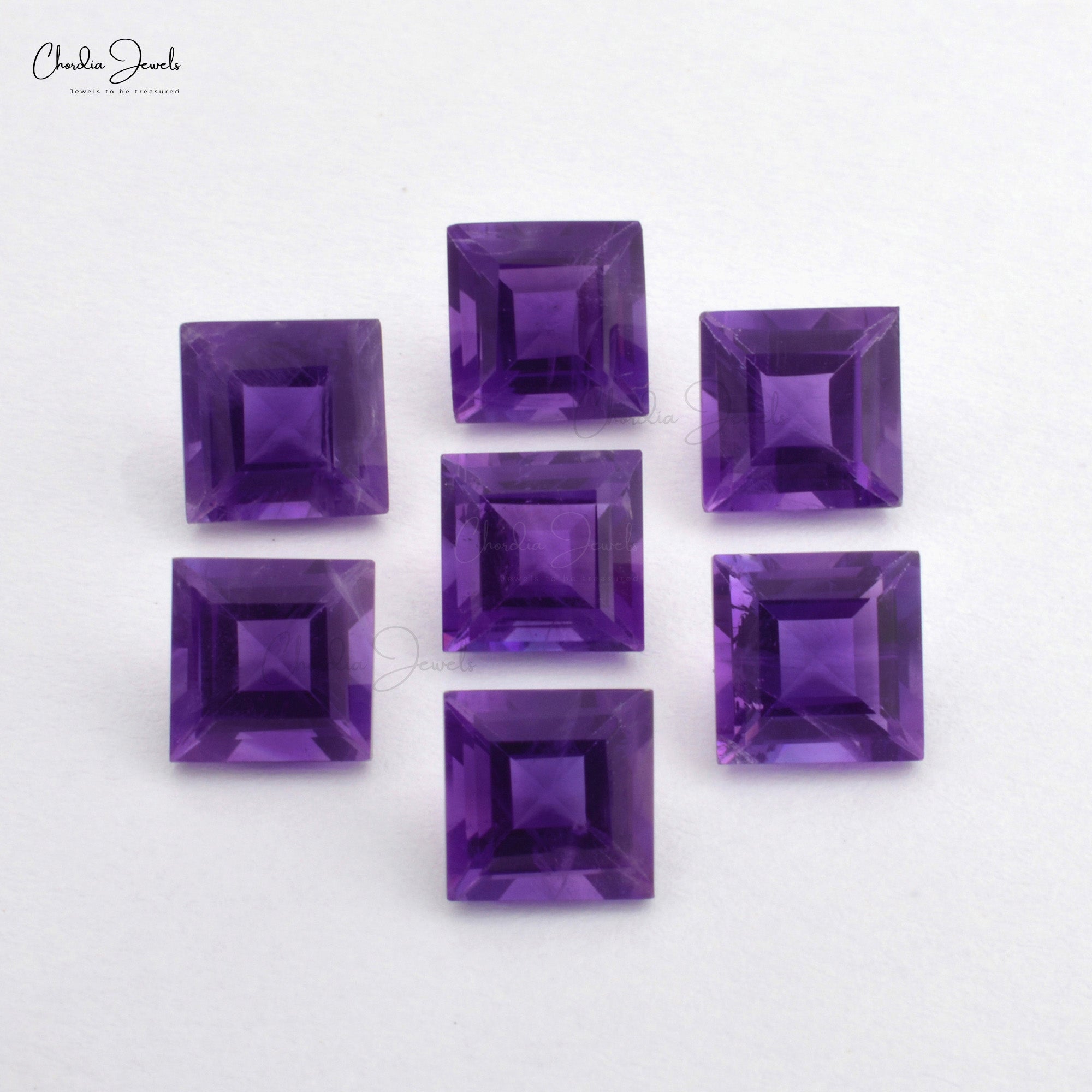 7MM Natural African Amethyst 1.65 Carats Square Cut Semi Precious Gemstones , 1 Piece