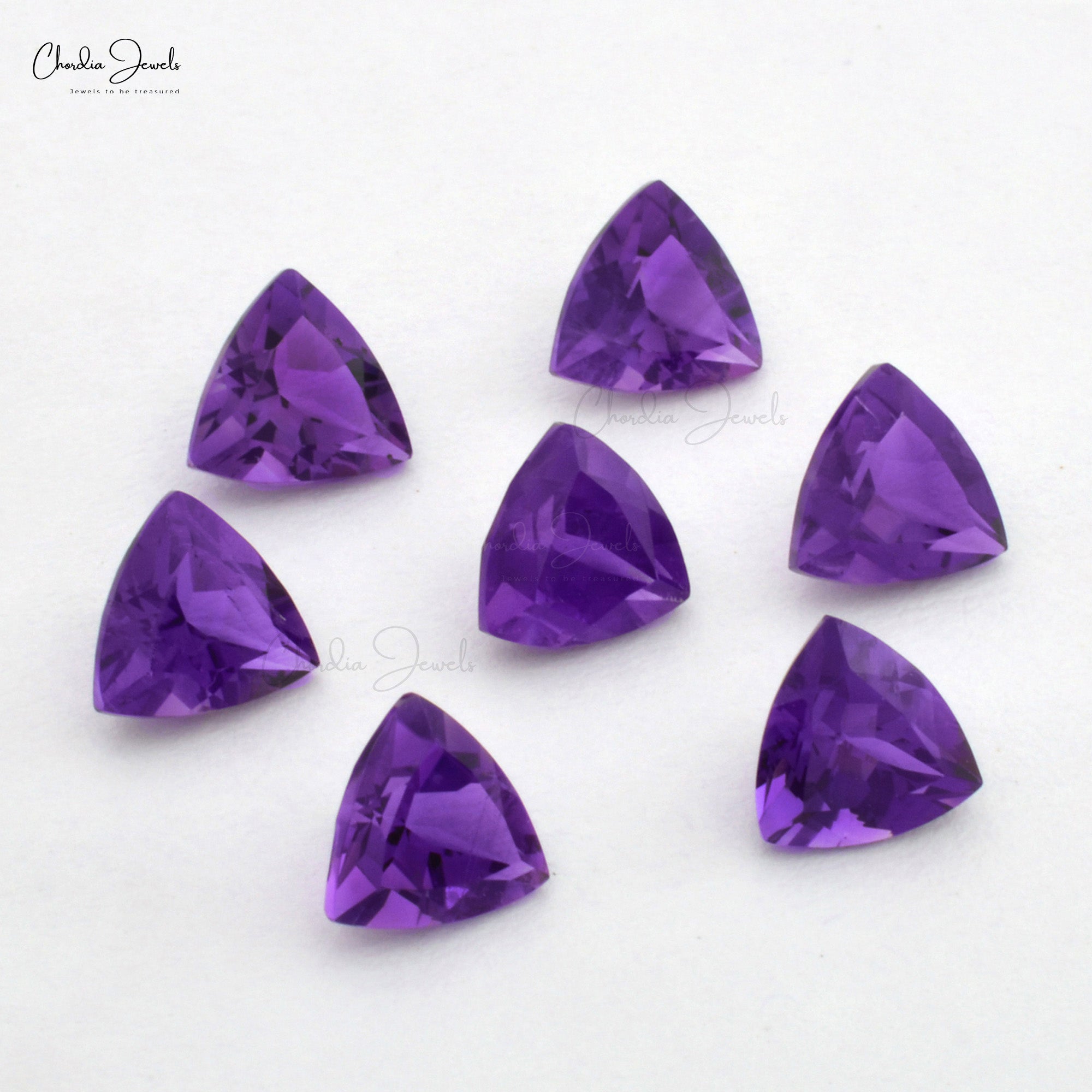 Semi Precious African Amethyst 5MM Trillion Cut Loose Gemstone for Rings, 1 Piece