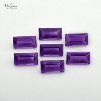 7x3.50 MM Natural Baguette Cut Amethyst Faceted Gemstone for Necklace, 1 piece