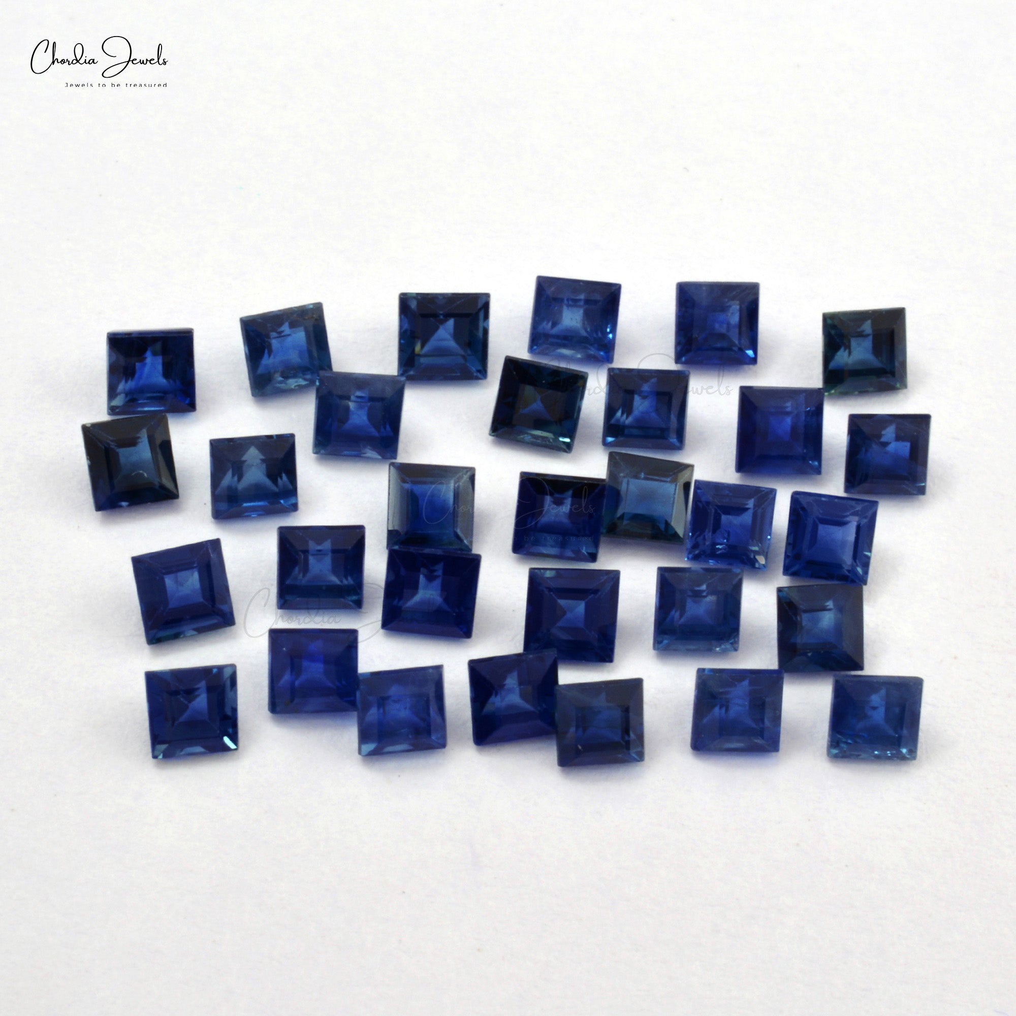 2mm Square Cut Natural Blue Sapphire Loose Gemstone For Jewelry, 1 Piece