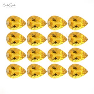 High Grade 10X7MM Genuine Citrine Pear Cut Gemstone for Jewelry Making, 1 Piece