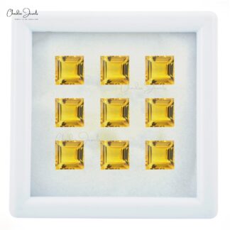 Top Quality Square Cut Genuine Citrine Loose Gemstone for Pendant, 1 Piece
