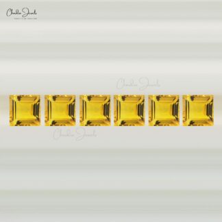 Natural Citrine Square Faceted 10MM Loose Semi Precious Gemstone for Jewelry, 1 Piece