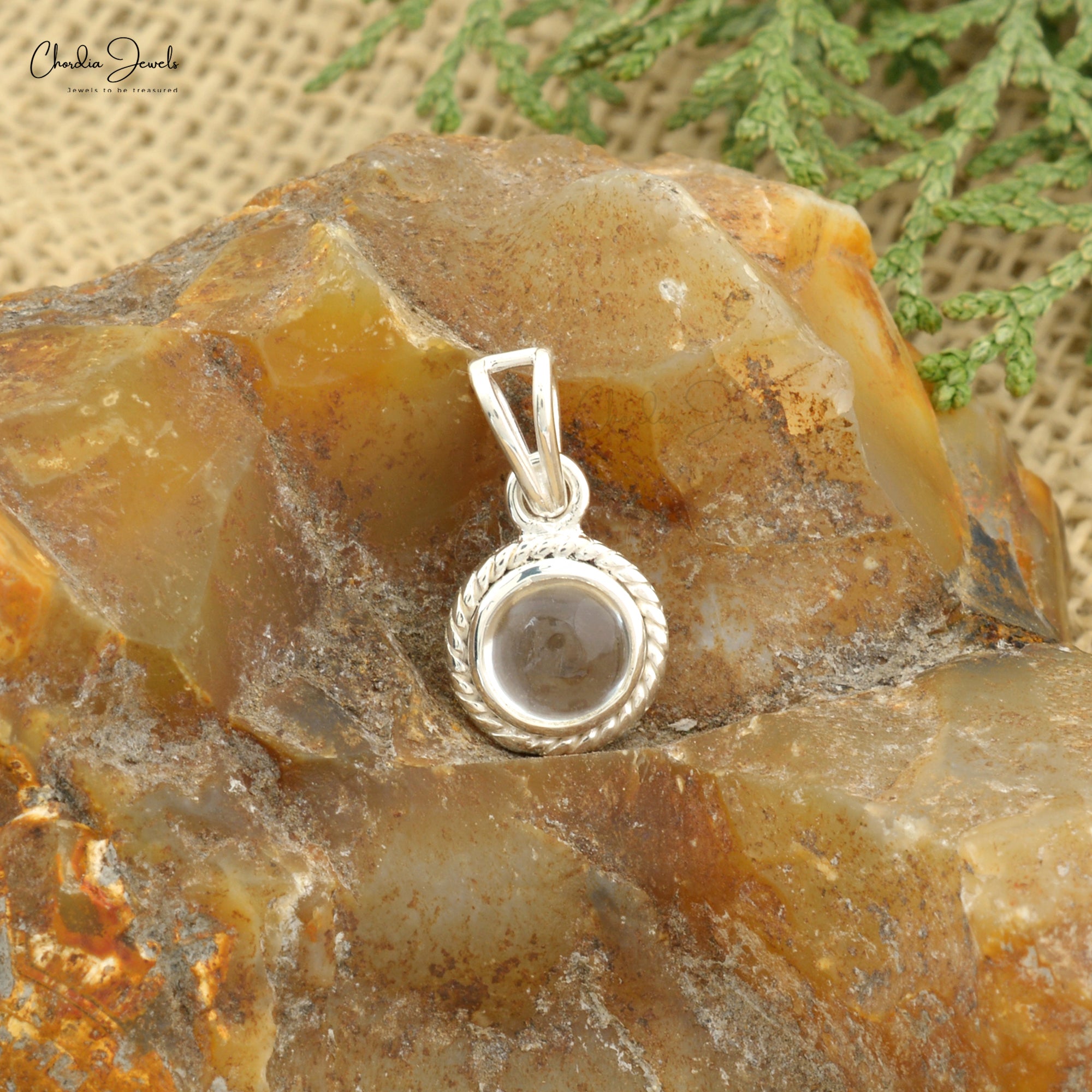 Round White Topaz Spiral Pendant In High Polished 925 Silver Solitaire Women Necklace