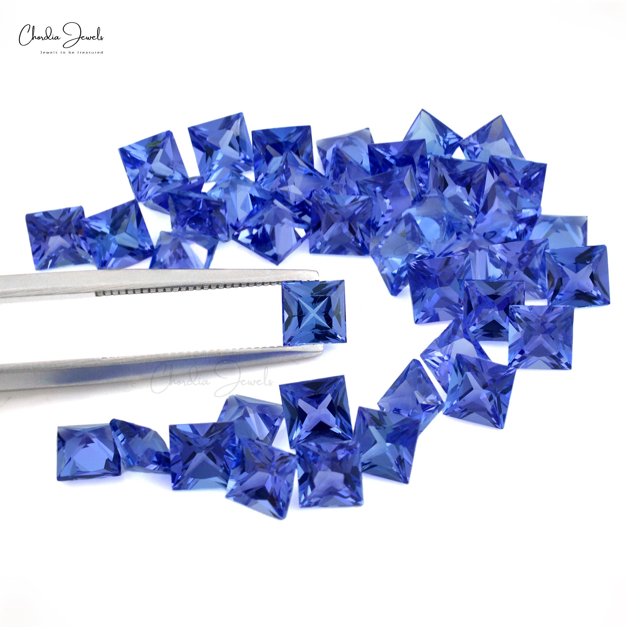 Tanzanite Square Cut 5MM December Birthstone AAA Grade Loose Gemstone for Wholesale, 1 Piece