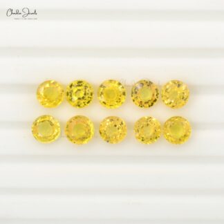 3mm / 3.50mm Round Brilliant Cut Natural Yellow Sapphire Precious Gemstone Jewelery, 1 Piece