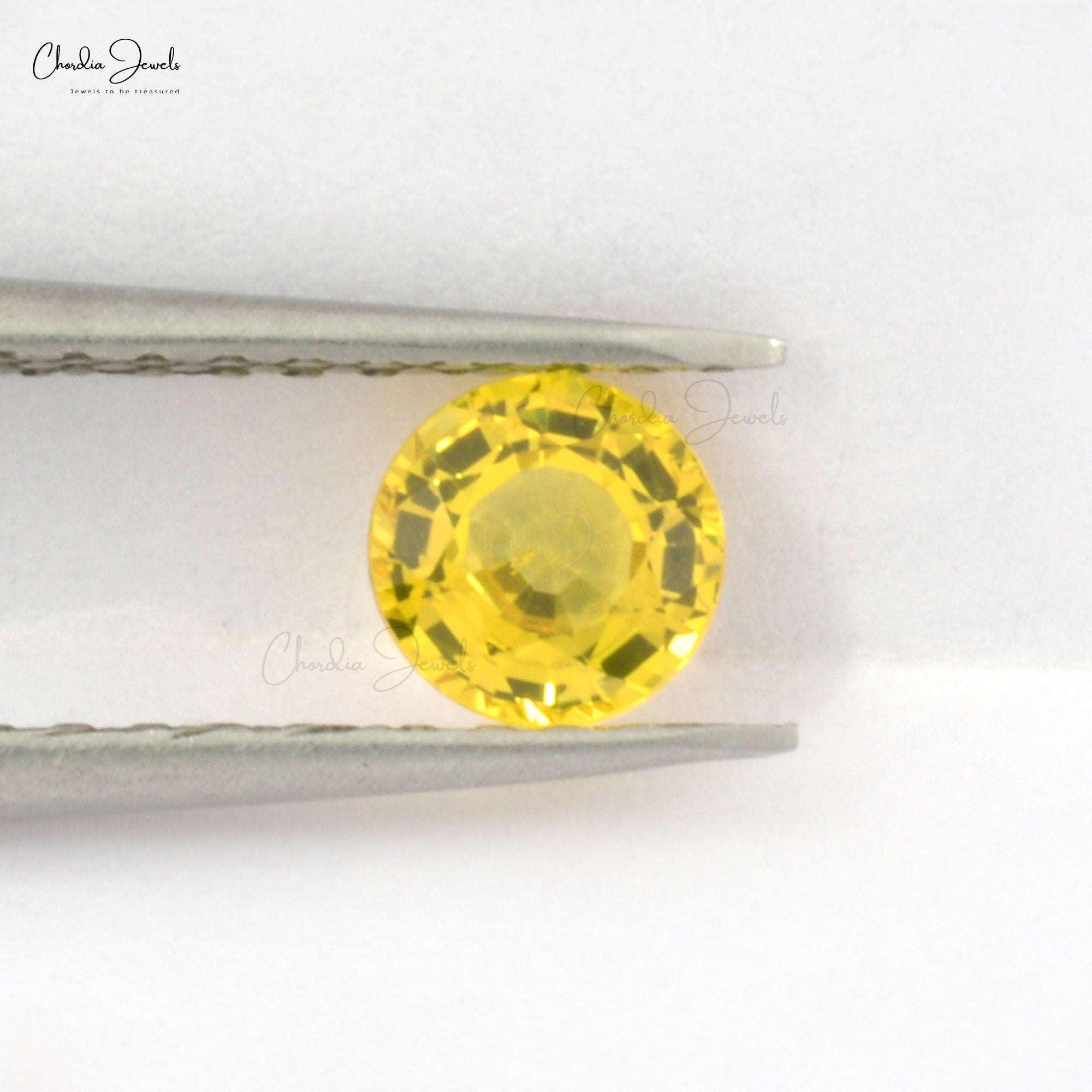 1/2 Carats Yellow Sapphire Loose Gemstone 5mm Round Precious Gemstone For Ring, 1 Piece