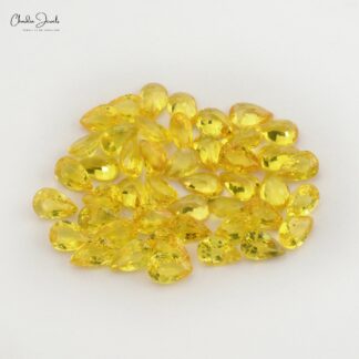 4x3mm Yellow Sapphire Pear Cut A Variety Of Corundum Precious Gemstone,1 Piece