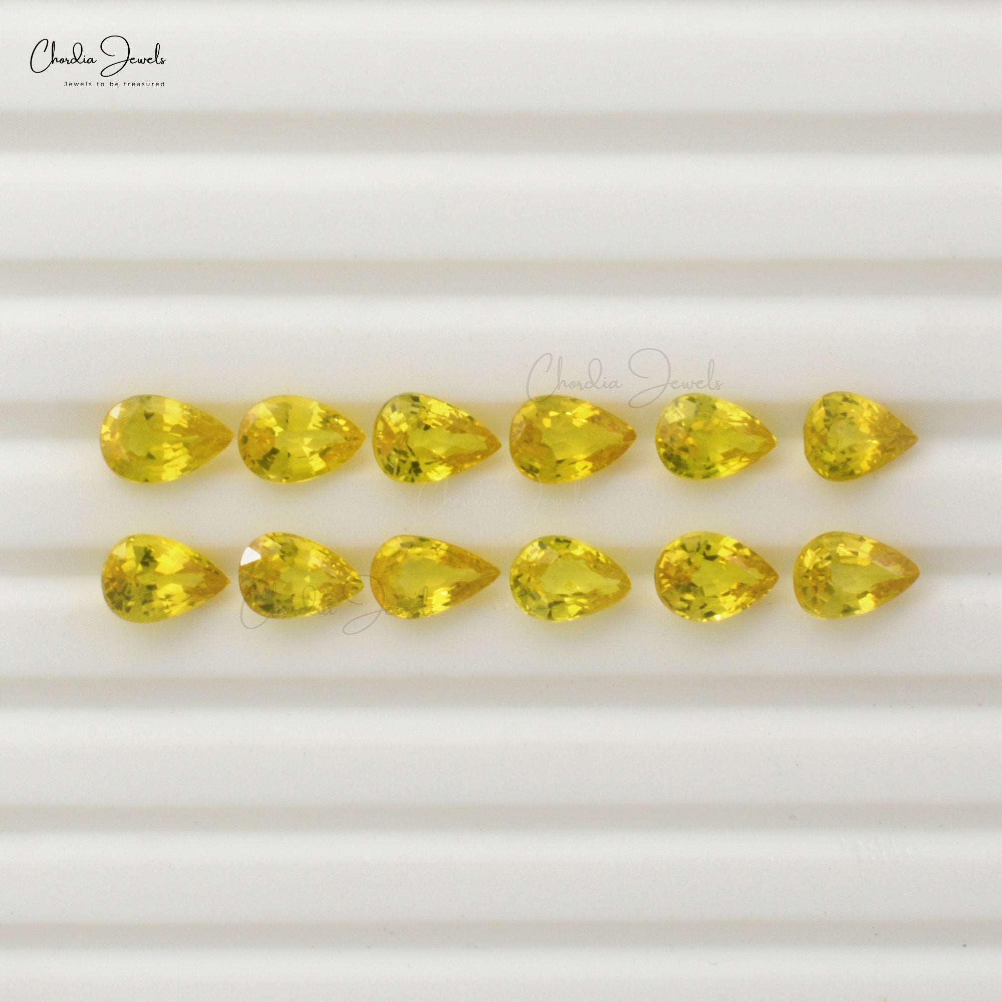 1 Carat Top Grade Yellow Sapphire Pear For Earrings 7×5 Mm, 1 Piece