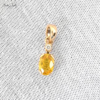 Two Stone Wedding Pendant With 14k Yellow Gold Oval Sapphire And Diamond Pendant