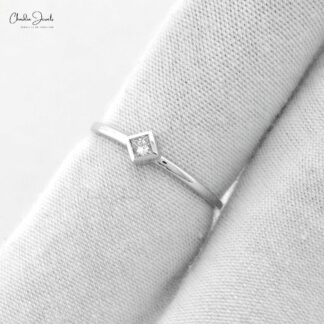 Solitaire Wedding Ring In 14k White Gold G-H Diamond April Birthstone Promise Rings