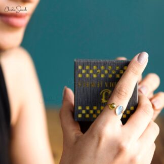 Two Stone Open Cuff Ring With 10x8mm Aquamarine And Peridot 14k Yellow Gold Promise Rings