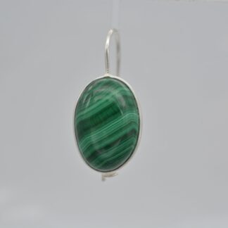 Natural Malachite Wire Earrings In 925 Sterling Silver Oval Gemstone Jewelry For Women