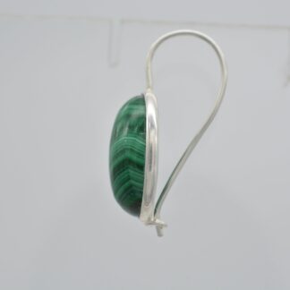Natural Malachite Wire Earrings In 925 Sterling Silver Oval Gemstone Jewelry For Women