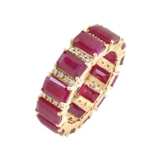 Dainty Ruby and Diamond Eternity Band Stackable 14k Gold Ring