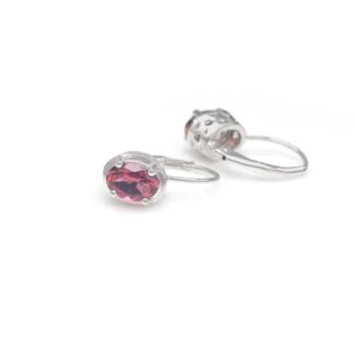 Gemstone Lever Back Earrings In 14k White Gold Pink Tourmaline 1.4 Ct Oval Women Earrings