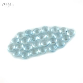 Round Cabochon 5X5MM March Birthstone Aquamarine Loose Gemstone Supplier, 25 Piece