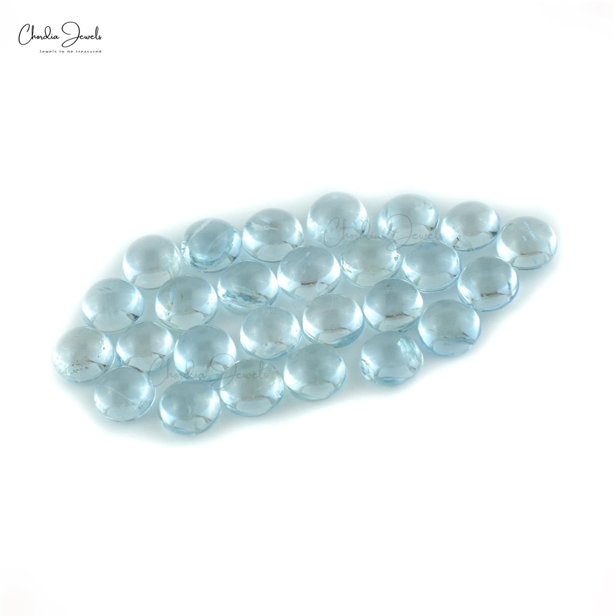 Round Cabochon 5X5MM March Birthstone Aquamarine Loose Gemstone Supplier, 25 Piece